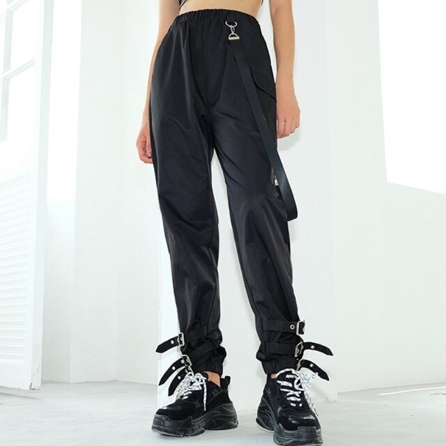 Women Suit Crop Tops Pants Two Piece Casual Sets Buckle Streetwear Set-Wear To Work Sets-Arimonz-black pant-S-Arimonz