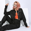Women Suit Crop Tops Pants Two Piece Casual Sets Buckle Streetwear Set-Wear To Work Sets-Arimonz-black set-S-Arimonz