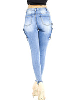 Women Summer Cargo Pants Female Zipper Pocket Stretch Slim Jeans-Skinny Jeans-Arimonz-Arimonz