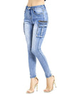 Women Summer Cargo Pants Female Zipper Pocket Stretch Slim Jeans-Skinny Jeans-Arimonz-Arimonz