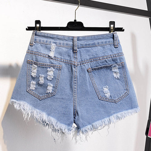 Women Summer Shorts Ripped Jeans High Waist Regular Denim Short-Denim Shorts-Arimonz-Arimonz