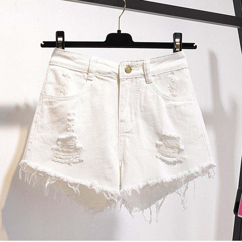 Women Summer Shorts Ripped Jeans High Waist Regular Denim Short-Denim Shorts-Arimonz-Arimonz