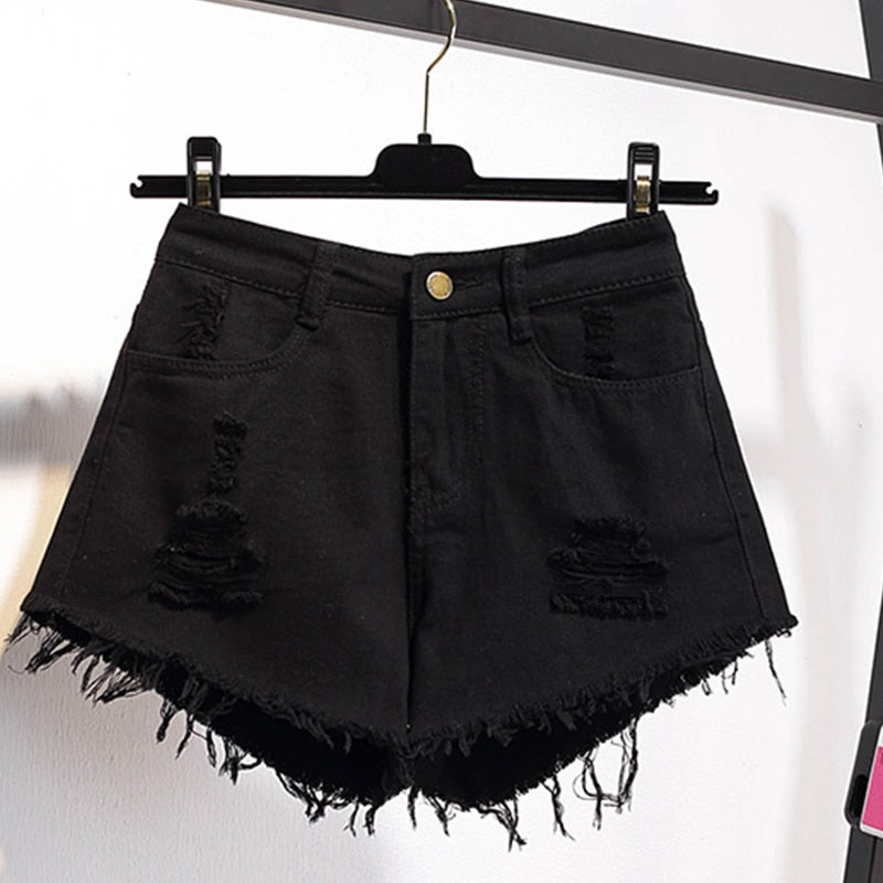 Women Summer Shorts Ripped Jeans High Waist Regular Denim Short-Denim Shorts-Arimonz-Arimonz