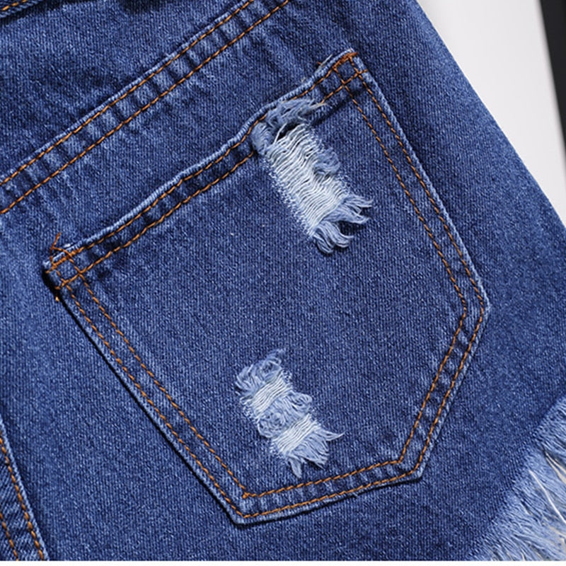 Women Summer Shorts Ripped Jeans High Waist Regular Denim Short-Denim Shorts-Arimonz-Arimonz
