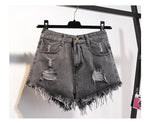 Women Summer Shorts Ripped Jeans High Waist Regular Denim Short-Denim Shorts-Arimonz-Charm Gray-S-Arimonz