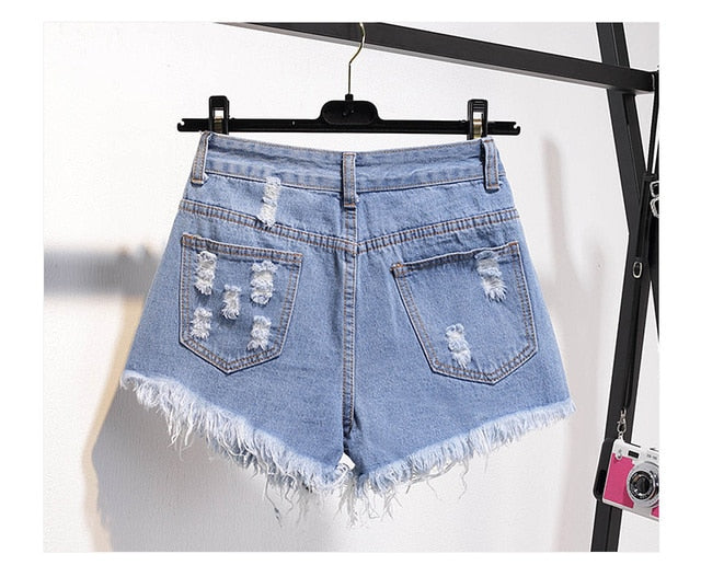 Women Summer Shorts Ripped Jeans High Waist Regular Denim Short-Denim Shorts-Arimonz-New Light Blue-S-Arimonz
