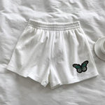 Women Summer Shorts Woman High Waist Wide Leg Cargo Women's Shorts-Shorts-Arimonz-White Green Butterfly-S-Arimonz