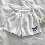 Women Summer Shorts Woman High Waist Wide Leg Cargo Women's Shorts-Shorts-Arimonz-White Purple Butterfly-S-Arimonz