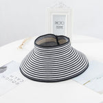 Women Summer Visors Hat Foldable Sun Hat Wide Large Brim Hat Women Cap-Summer Hats-Arimonz-Black Stripes-Arimonz