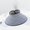 Women Summer Visors Hat Foldable Sun Hat Wide Large Brim Hat Women Cap-Summer Hats-Arimonz-Blue Stripes-Arimonz
