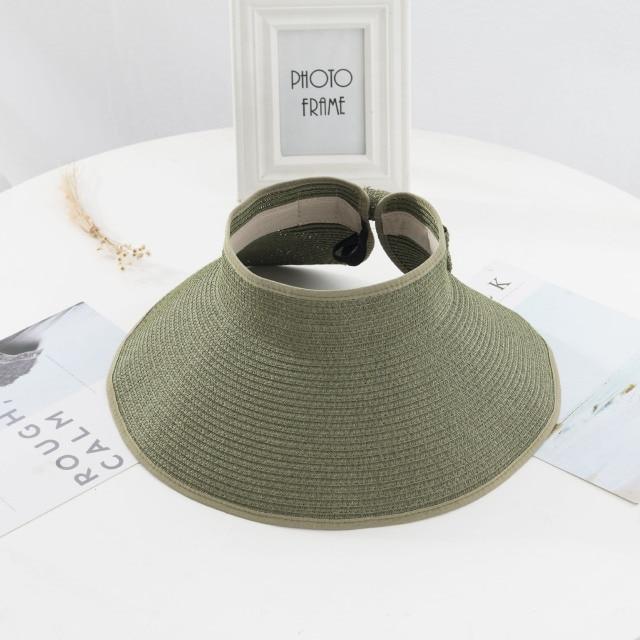 Women Summer Visors Hat Foldable Sun Hat Wide Large Brim Hat Women Cap-Summer Hats-Arimonz-Green-Arimonz