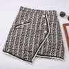 Women Tweed Skirts Solid High Waist Skirt Double Breasted Mini Skirt-Skirts-Arimonz-Beige Black-S-Arimonz
