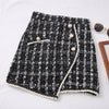 Women Tweed Skirts Solid High Waist Skirt Double Breasted Mini Skirt-Skirts-Arimonz-Black White-S-Arimonz