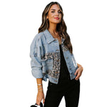Women Vintage Leopard Denim Jacket Jean Coat Boyfriend Loose Denim-Jean Jackets-Arimonz-Arimonz