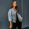 Women Vintage Leopard Denim Jacket Jean Coat Boyfriend Loose Denim-Jean Jackets-Arimonz-Arimonz
