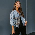 Women Vintage Leopard Denim Jacket Jean Coat Boyfriend Loose Denim-Jean Jackets-Arimonz-Arimonz