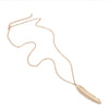 Women Vintage Long Necklace Jewelry Simple Feather Pendant Necklaces-Necklaces-Arimonz-Arimonz