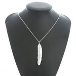 Women Vintage Long Necklace Jewelry Simple Feather Pendant Necklaces-Necklaces-Arimonz-Silver-Arimonz