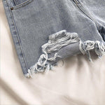 Women Wide Leg Hole Denim Shorts Casual Jeans Shorts Casual Shorts-Denim Shorts-Arimonz-Arimonz