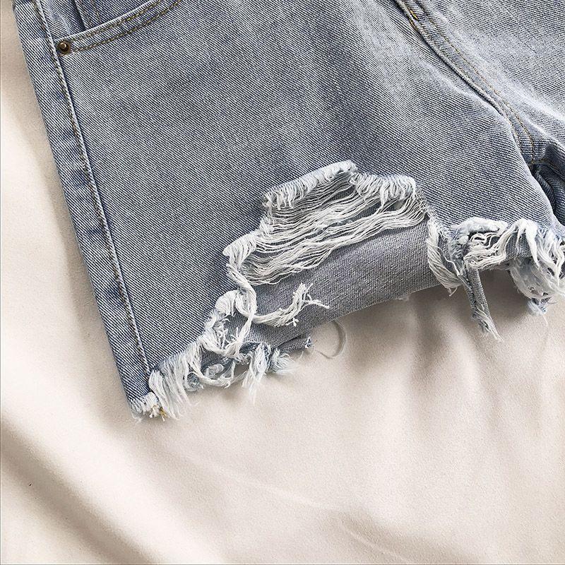 Women Wide Leg Hole Denim Shorts Casual Jeans Shorts Casual Shorts-Denim Shorts-Arimonz-Arimonz