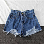 Women Wide Leg Hole Denim Shorts Casual Jeans Shorts Casual Shorts-Denim Shorts-Arimonz-Deep Blue-S-Arimonz