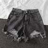Women Wide Leg Hole Denim Shorts Casual Jeans Shorts Casual Shorts-Denim Shorts-Arimonz-Arimonz