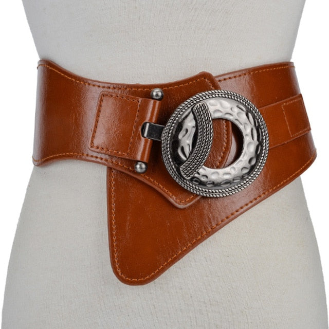 Women Wide Waist Elastic Stretch Belt Women Girdlestrap Belts-Belts-Arimonz-brown-85cm/33.4inches-Arimonz