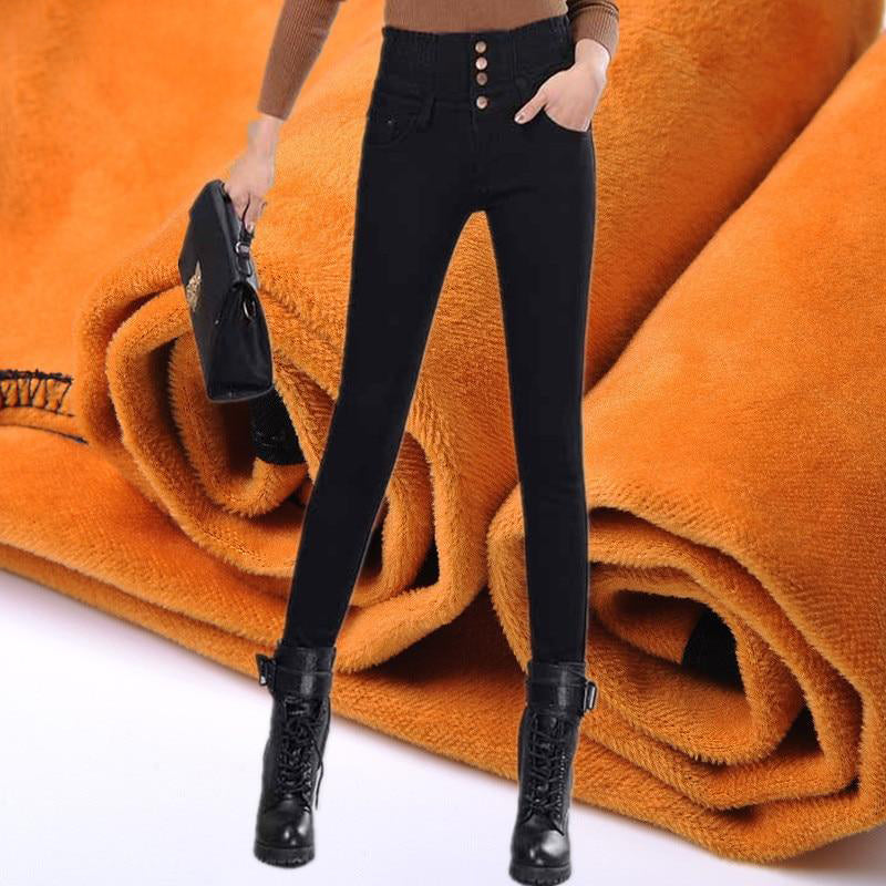 Women Winter Jeans Skinny Pants Fleece Elastic Waist Jeggings-Skinny Jeans-Arimonz-Arimonz