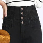 Women Winter Jeans Skinny Pants Fleece Elastic Waist Jeggings-Skinny Jeans-Arimonz-black with velvet-26-Arimonz