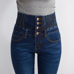 Women Winter Jeans Skinny Pants Fleece Elastic Waist Jeggings-Skinny Jeans-Arimonz-blue no velvet-26-Arimonz