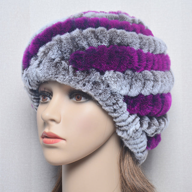Women Winter Warm Fur Hat Snow Cap Winter Hats for Women Fluffy Hat-Winter Hats-Arimonz-coffee purple-Arimonz