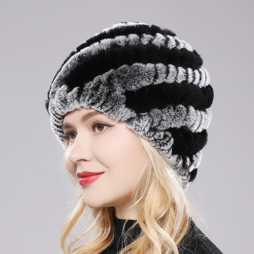 Women Winter Warm Fur Hat Snow Cap Winter Hats for Women Fluffy Hat-Winter Hats-Arimonz-grey black-Arimonz