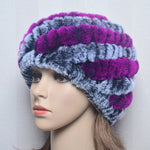 Women Winter Warm Fur Hat Snow Cap Winter Hats for Women Fluffy Hat-Winter Hats-Arimonz-grey purple-Arimonz