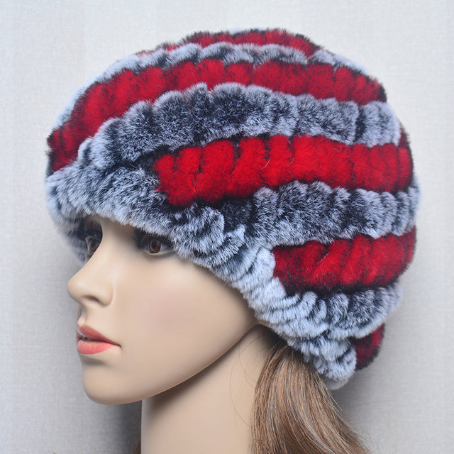 Women Winter Warm Fur Hat Snow Cap Winter Hats for Women Fluffy Hat-Winter Hats-Arimonz-grey red-Arimonz