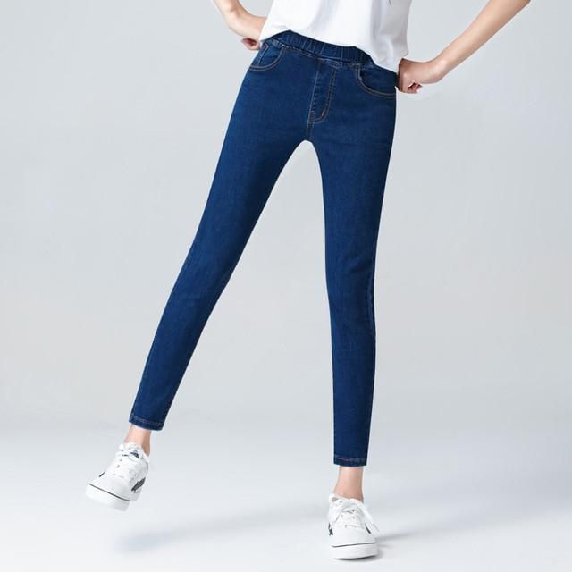 Women's Elastic High Waist Skinny Jeans Skinny Stretch Denim Pants-Skinny Jeans-Arimonz-S-Navy blue-Arimonz
