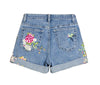Women's Embroidered Flower Denim Short Jeans Woman Shorts Cute Shorts-Denim Shorts-Arimonz-Arimonz