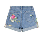 Women's Embroidered Flower Denim Short Jeans Woman Shorts Cute Shorts-Denim Shorts-Arimonz-Arimonz