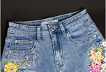 Women's Embroidered Flower Denim Short Jeans Woman Shorts Cute Shorts-Denim Shorts-Arimonz-Arimonz