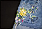Women's Embroidered Flower Denim Short Jeans Woman Shorts Cute Shorts-Denim Shorts-Arimonz-Arimonz