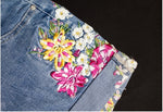 Women's Embroidered Flower Denim Short Jeans Woman Shorts Cute Shorts-Denim Shorts-Arimonz-Arimonz