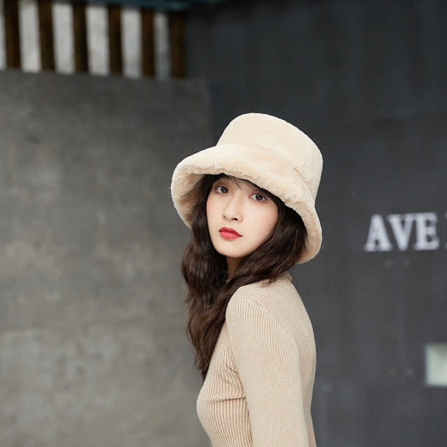 Womens Felt Hat Winter Fedora Hat Women Felt Hats Bucket Hat Women-Bucket Hats-Arimonz-Beige-Arimonz