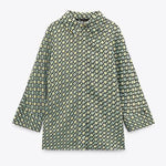Women's Geometric Pattern Print Long-sleeved Button-down Shirt-Wear To Work Sets-Arimonz-blouse 1-XS-Arimonz
