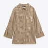 Women's Geometric Pattern Print Long-sleeved Button-down Shirt-Wear To Work Sets-Arimonz-blouse 3-XS-Arimonz