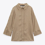 Women's Geometric Pattern Print Long-sleeved Button-down Shirt-Wear To Work Sets-Arimonz-blouse 3-XS-Arimonz