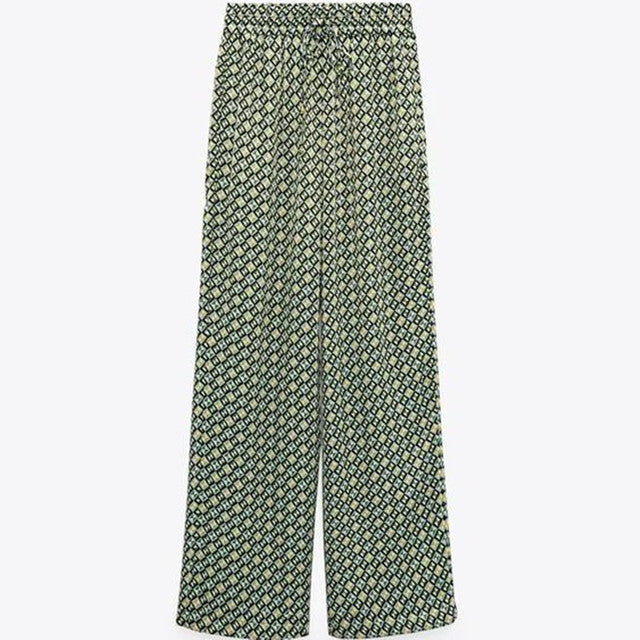 Women's Geometric Pattern Print Long-sleeved Button-down Shirt-Wear To Work Sets-Arimonz-trousers 2-XS-Arimonz