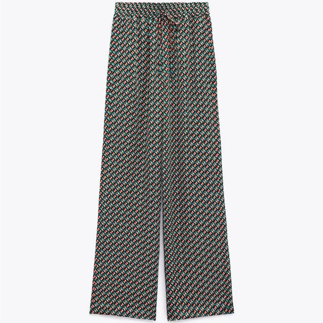 Women's Geometric Pattern Print Long-sleeved Button-down Shirt-Wear To Work Sets-Arimonz-trousers 3-XS-Arimonz