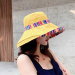 Women's Hat Bucket Hat Big Brim Double-Sided Women's Sun Hat-Bucket Hats-Arimonz-Yellow-Arimonz