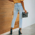 Women's Jeans Blue Hight Waist Casual Ripped Stretchy Skinny Jeans-Skinny Jeans-Arimonz-Arimonz