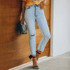 Women's Jeans Blue Hight Waist Casual Ripped Stretchy Skinny Jeans-Skinny Jeans-Arimonz-Arimonz