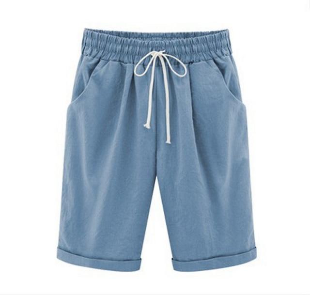 Women's Lace-Up Shorts Pockets High Waist Casual Summer Shorts-Shorts-Arimonz-Light Blue-S-Arimonz